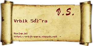 Vrbik Sára névjegykártya